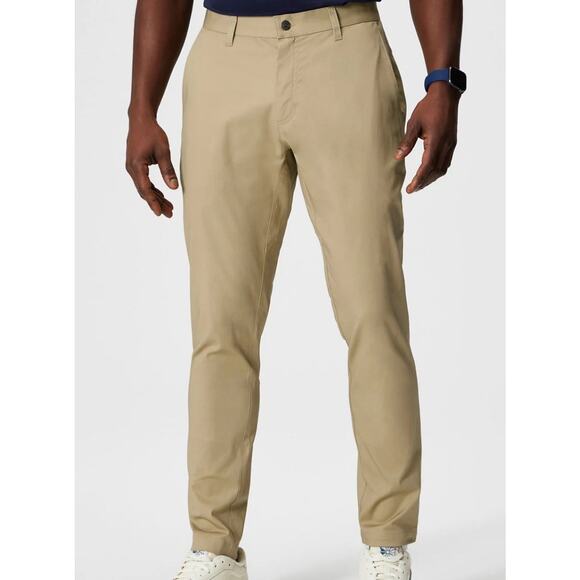 Fabletics The High Side Chino Pant Men's Size 33x32 Classic Fit Khaki Tan EUC - Picture 1 of 15